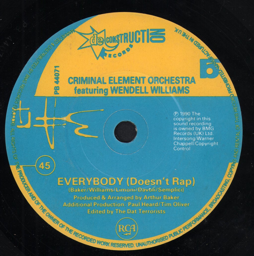 Criminal Element Orchestra - Everybody (Rap) - 7 Inch