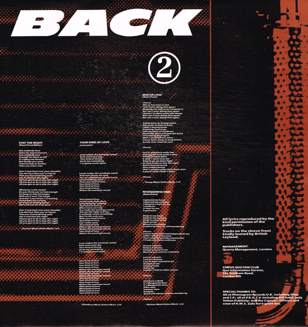 Status Quo - Back To Back - Lp