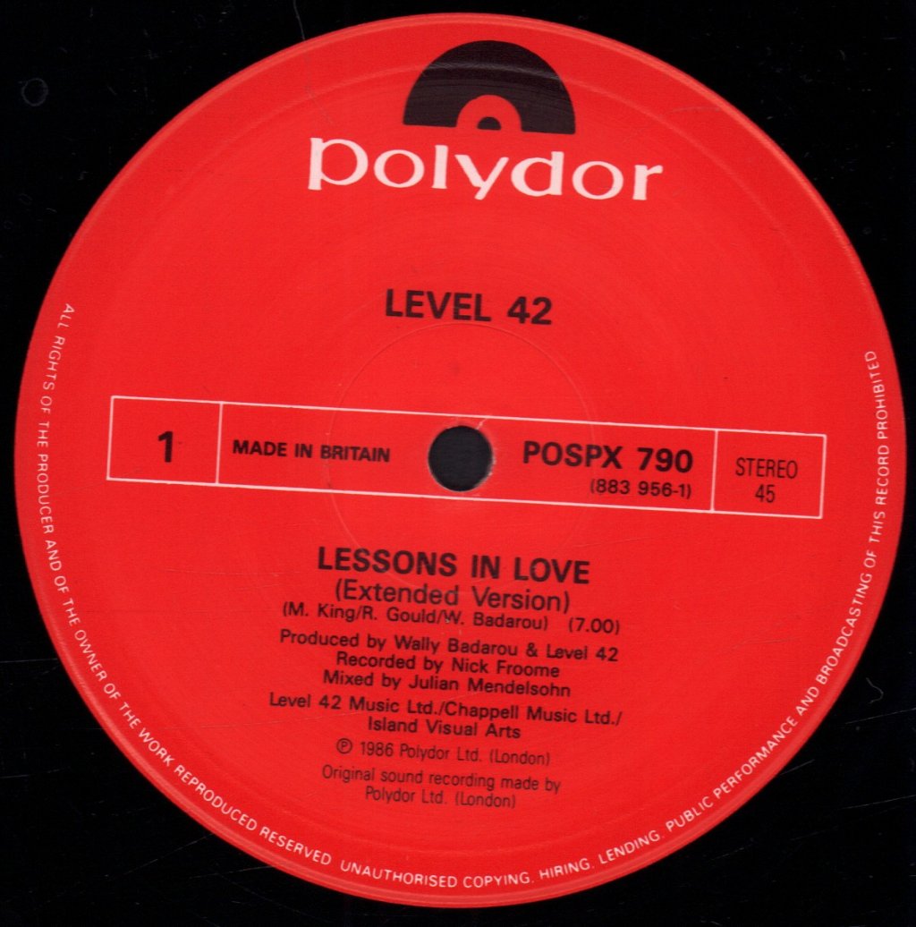 Level 42 - Lessons In Love - 12 Inch