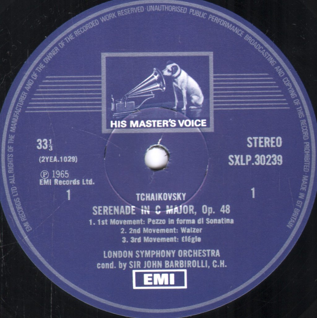 Sir John Barbirolli / London Symphony Orchestra - Tchaikovsky - Serenade For Strings - Lp