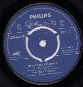 Frankie Vaughan - This World We Love In - 7 Inch