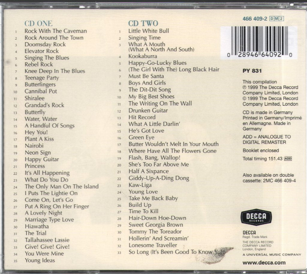 Tommy Steele - Decca Years 1956-1963 - Double Cd