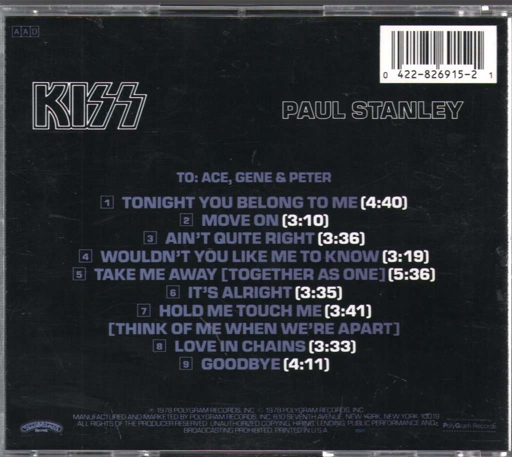 Kiss - Paul Stanley - Cd