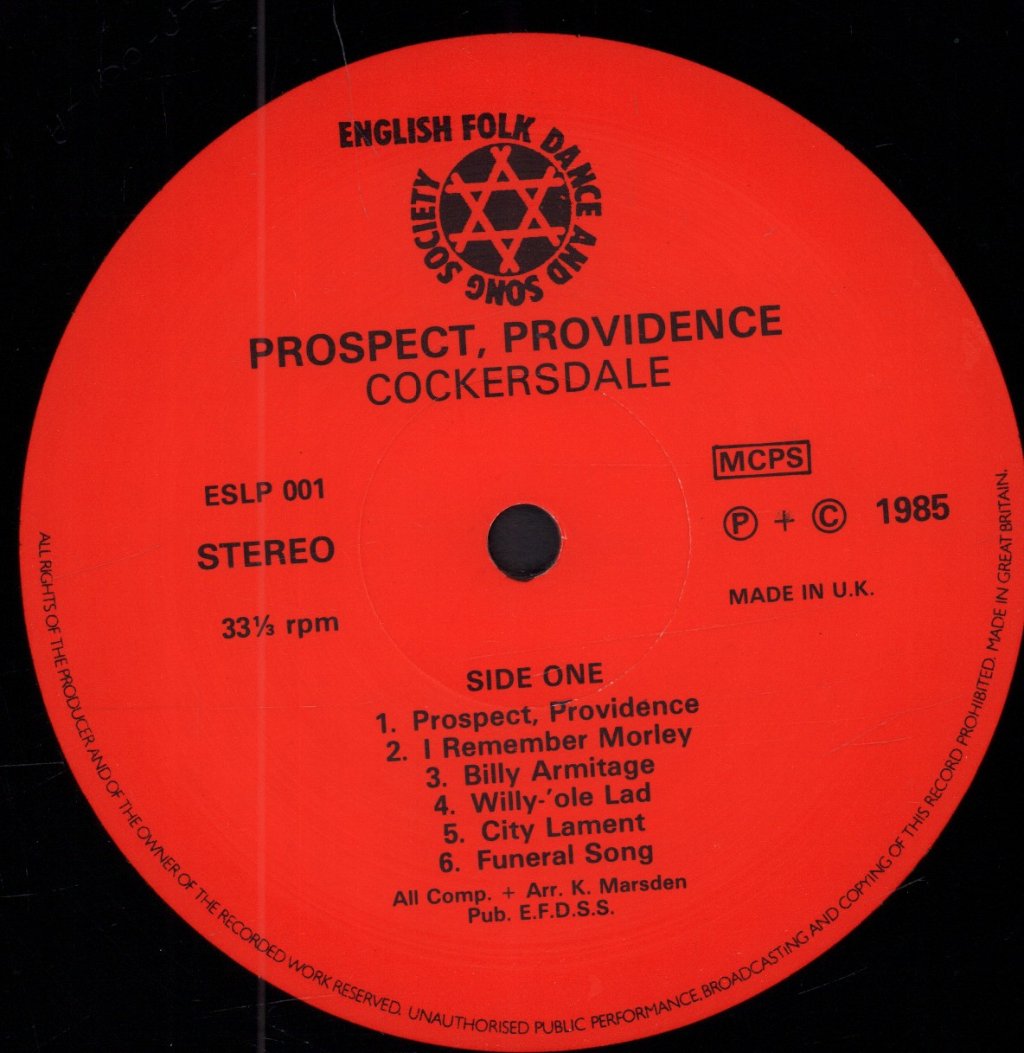 Cockersdale & Brian Senior - Prospect Providence songs by keith marsden - Lp