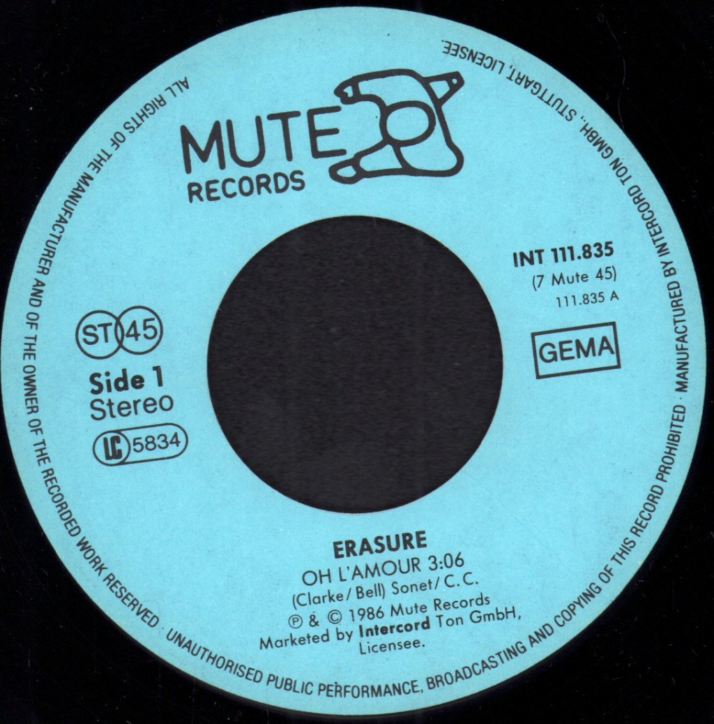 Erasure - Oh L'amour - 7 Inch