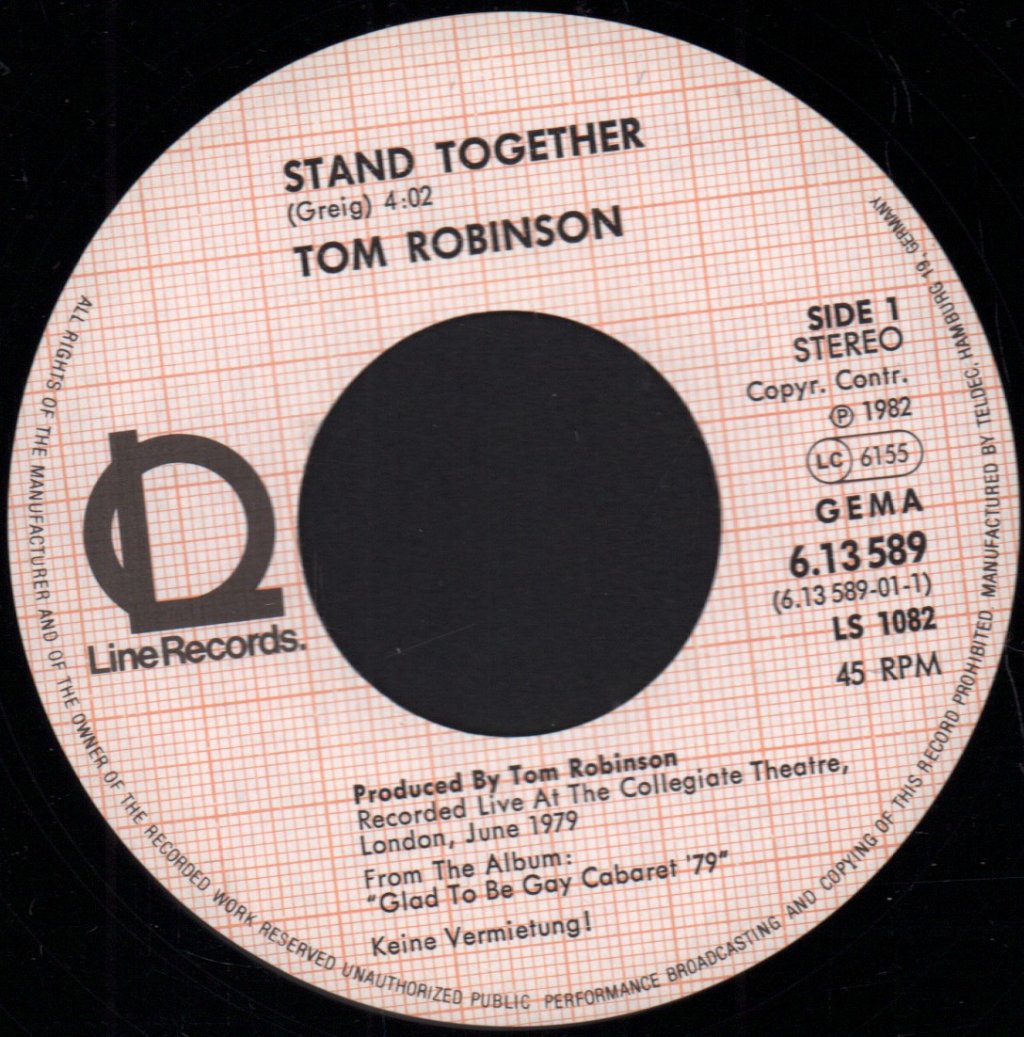 Tom Robinson - Stand Together - 7 Inch