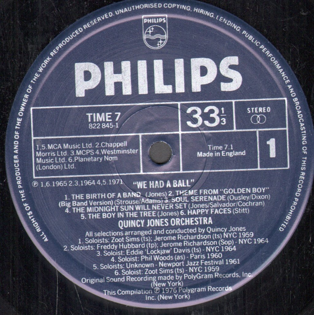 Quincy Jones Orchestra - We Had A Ball - Lp