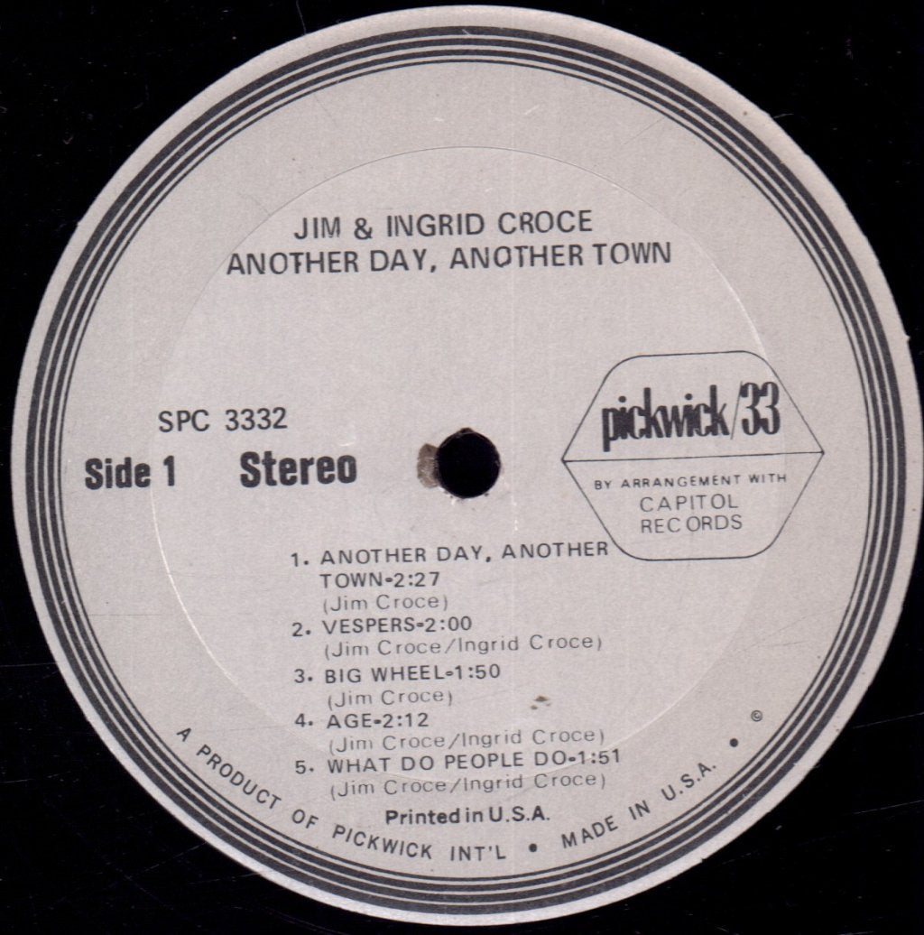 Jim And Ingrid Croce - Another Day, Another Town - Lp