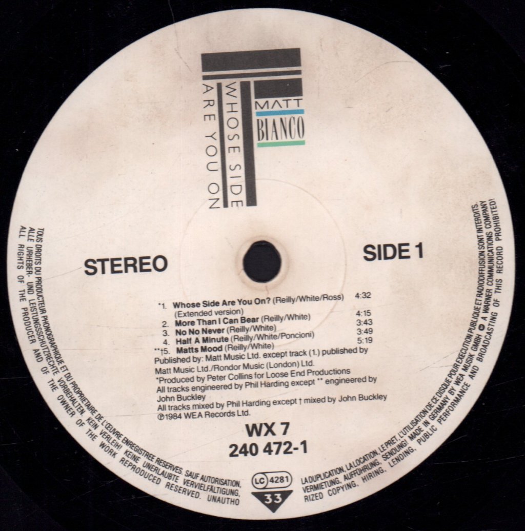 Matt Bianco - Whose Side Are You On - Lp