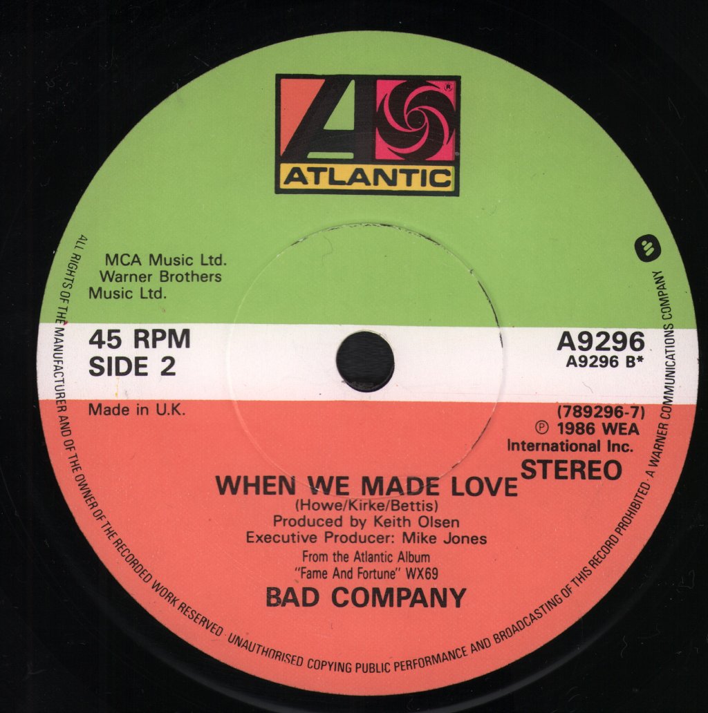 Bad Company (Rock Group) - Fame And Fortune - 7 Inch