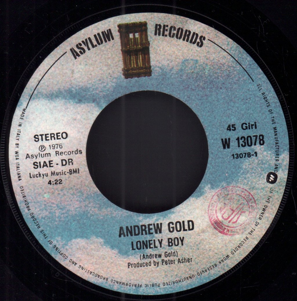 Andrew Gold - Lonely Boy - 7 Inch