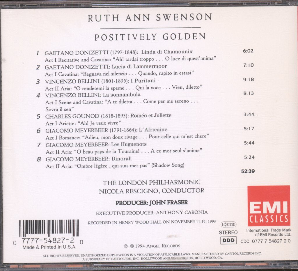 Ruth Ann Swenson - Positively Golden (Coloratura Arias) - Cd