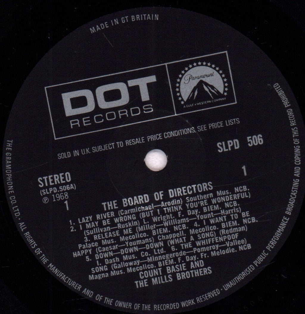 Count Basie And The Mills Brothers - Board Of Directors - Lp