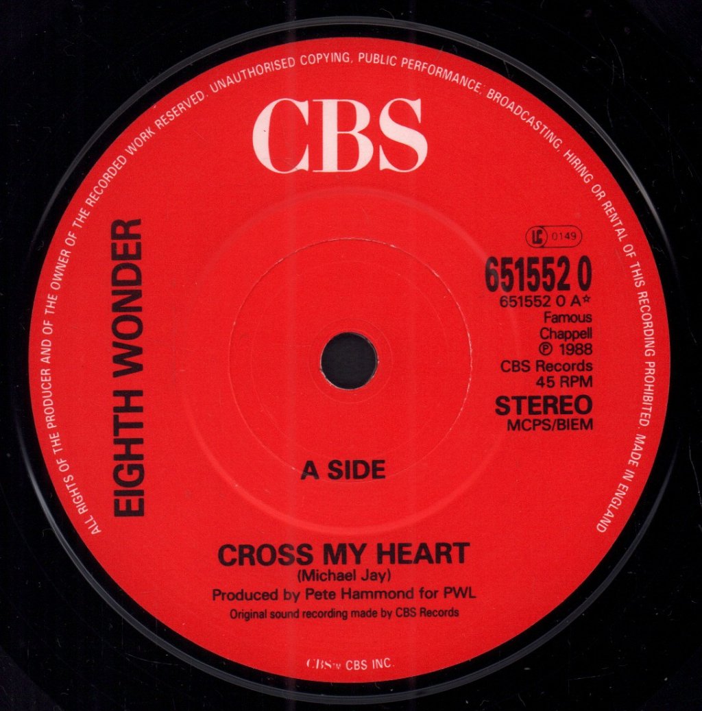 Eighth Wonder - Cross My Heart - 7 Inch