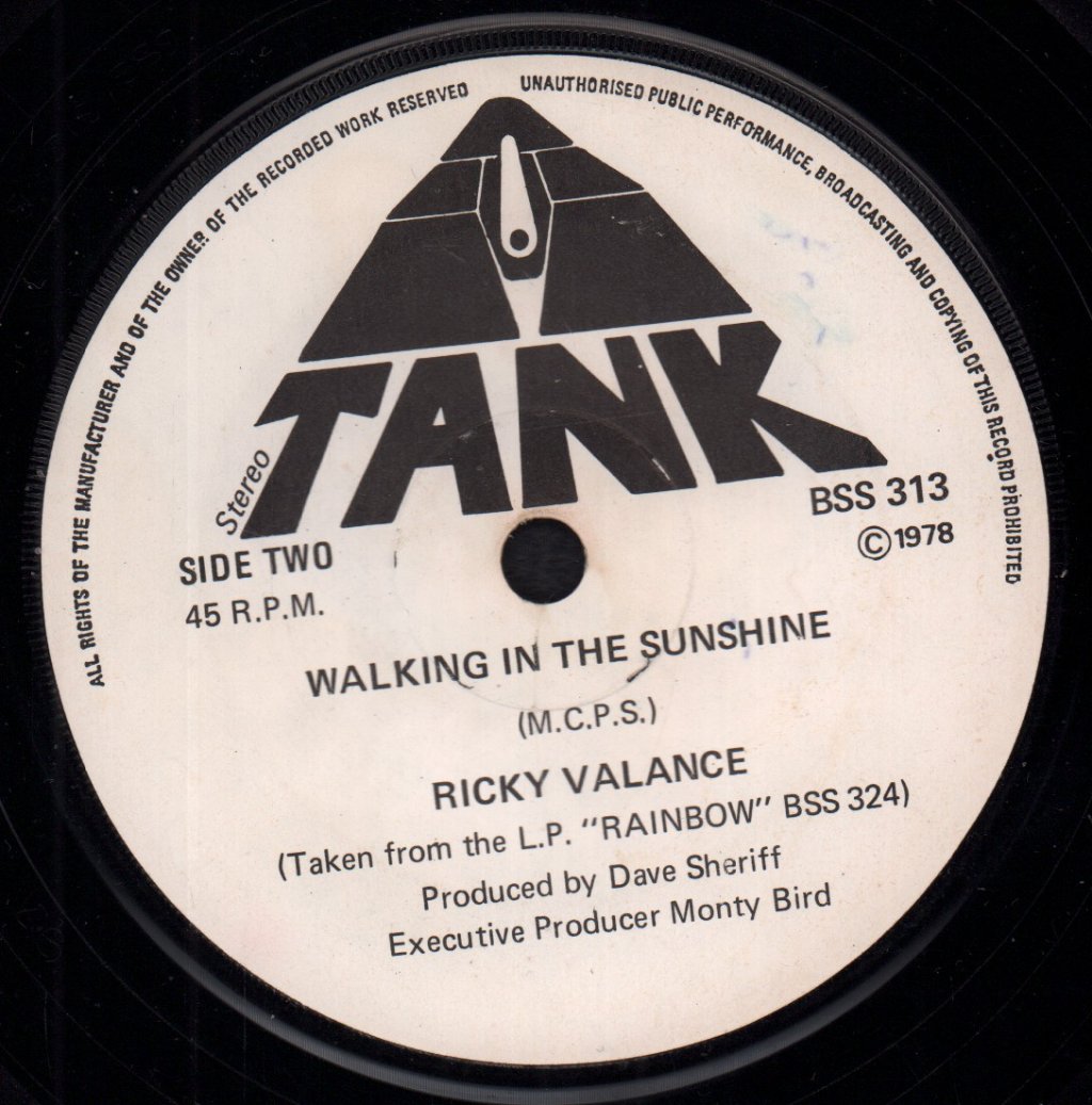 Ricky Valance - Walking In The Sunshine - 7 Inch
