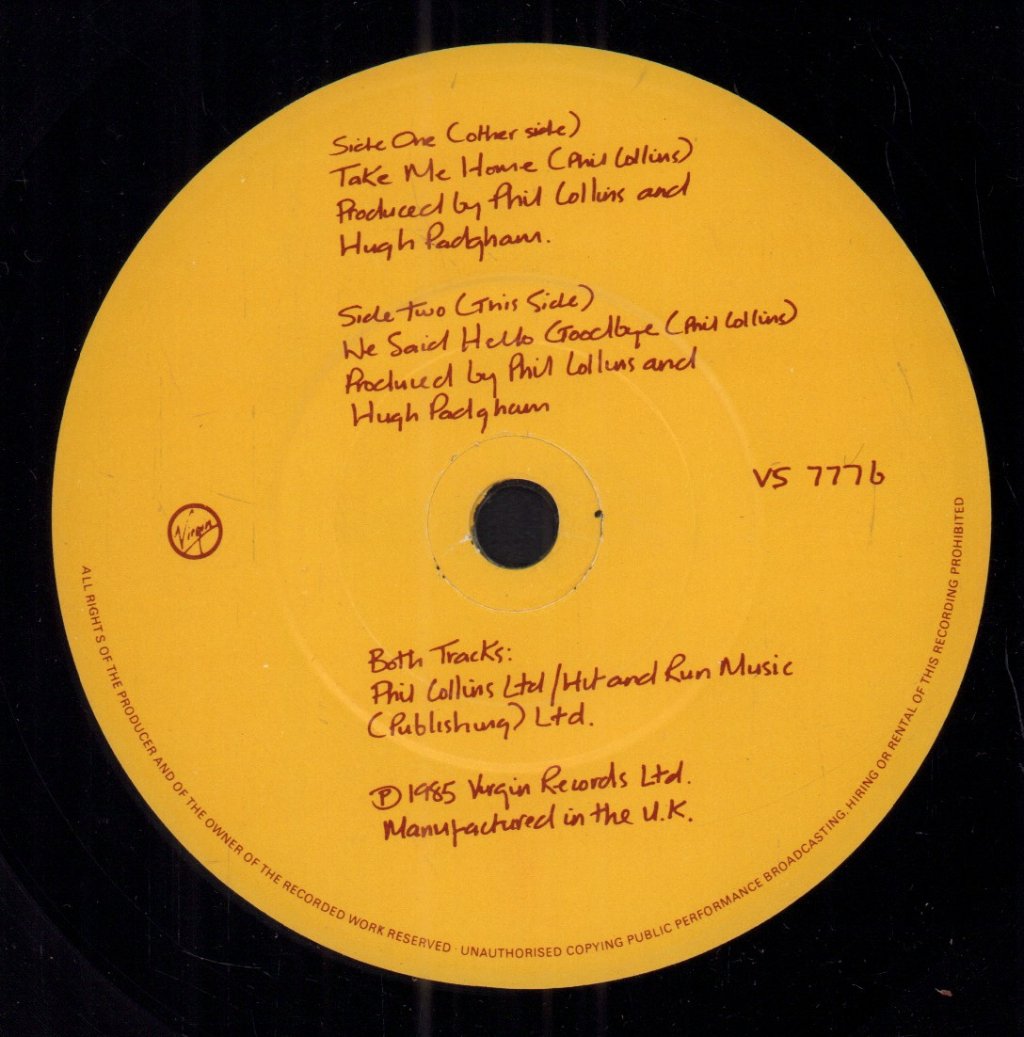 Phil Collins - Take Me Home - 7 Inch