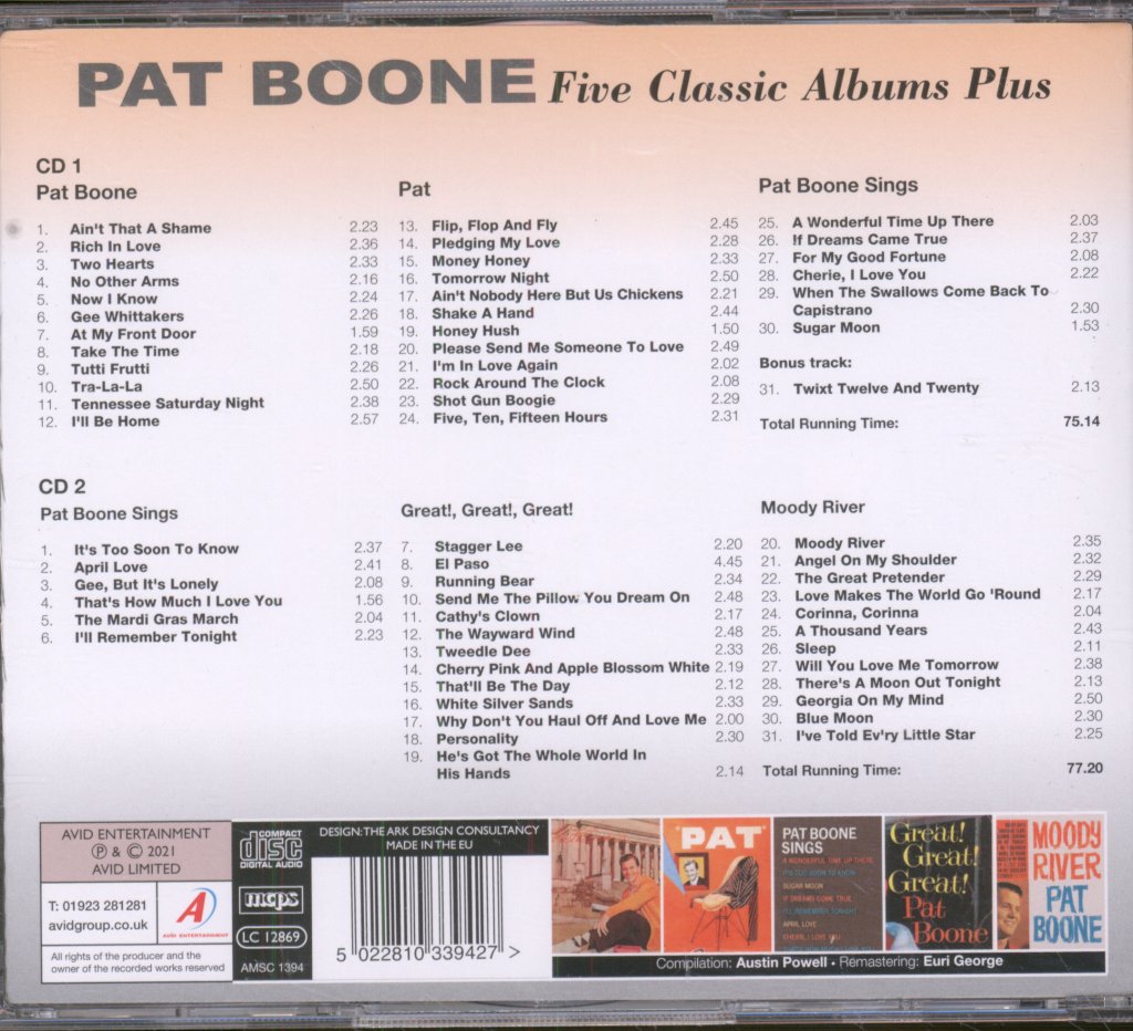 Pat Boone - Five Classic Albums Plus... One Bonus Track - Double Cd