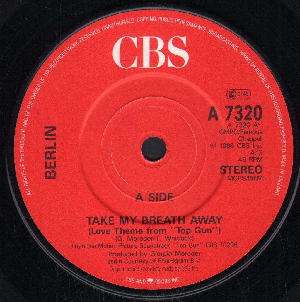 Berlin (Mid 80'S Group) - Take My Breath Away - 7 Inch
