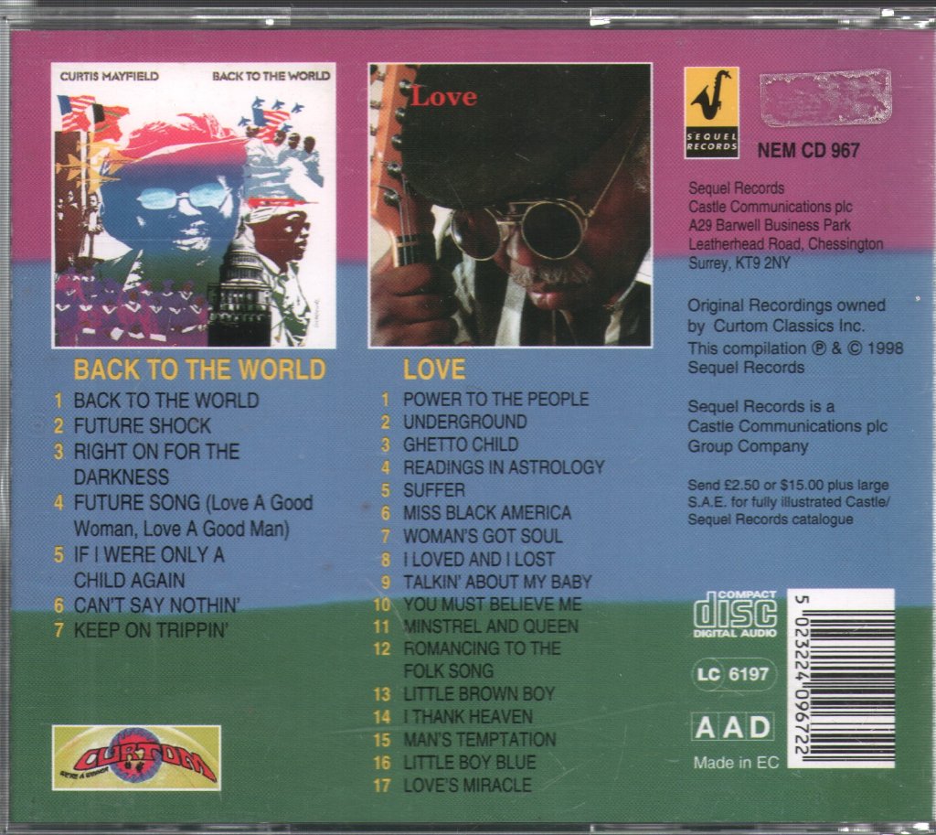 Curtis Mayfield - Back To The World / Love - Double Cd