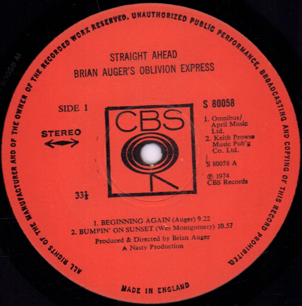 Brian Auger's Oblivion Express - Straight Ahead - Lp