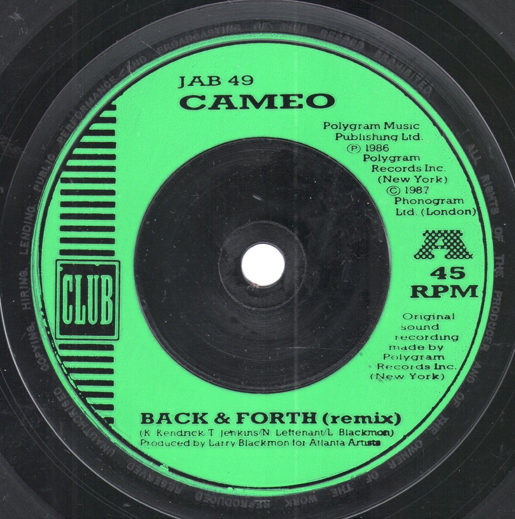 Cameo (Funk Group) - Back And Forth - 7 Inch