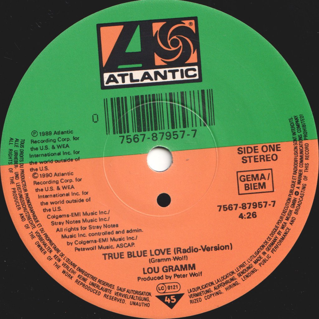 Lou Gramm (foreigner) - True Blue Love - 7 Inch