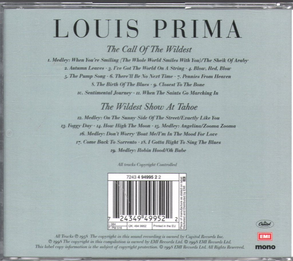 Louis Prima - Call Of The Wildest / The Wildest Show At Tahoe - Cd