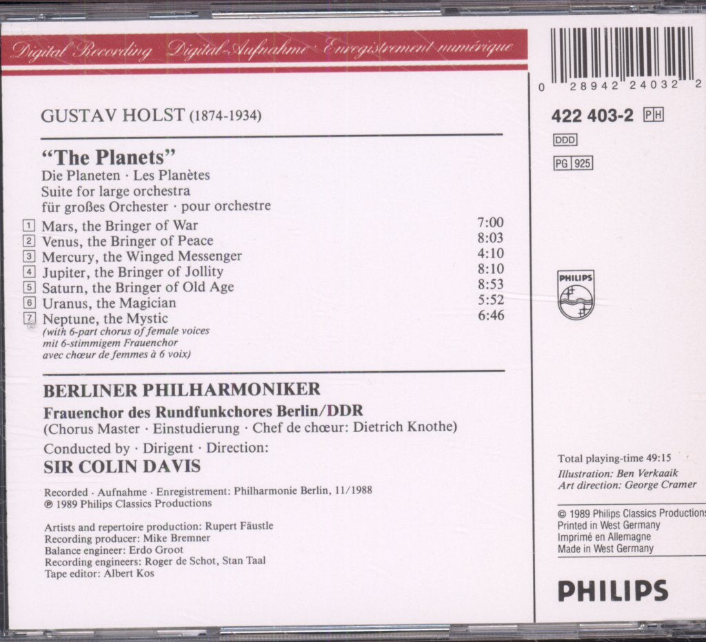 Berliner Philharmoniker, Sir Colin Davis - Holst - Planets - Cd