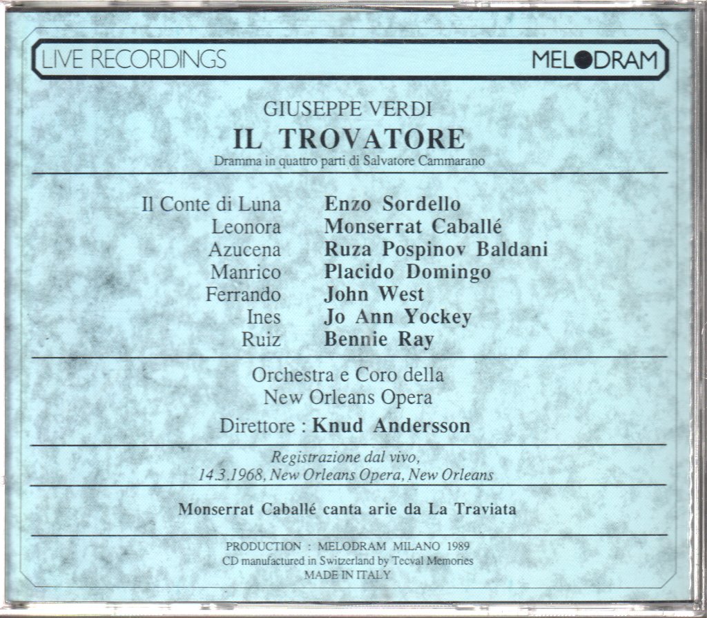 Coro della New Orleans Opera, Knud Andersson - Verdi - Il Trovatore - Double Cd