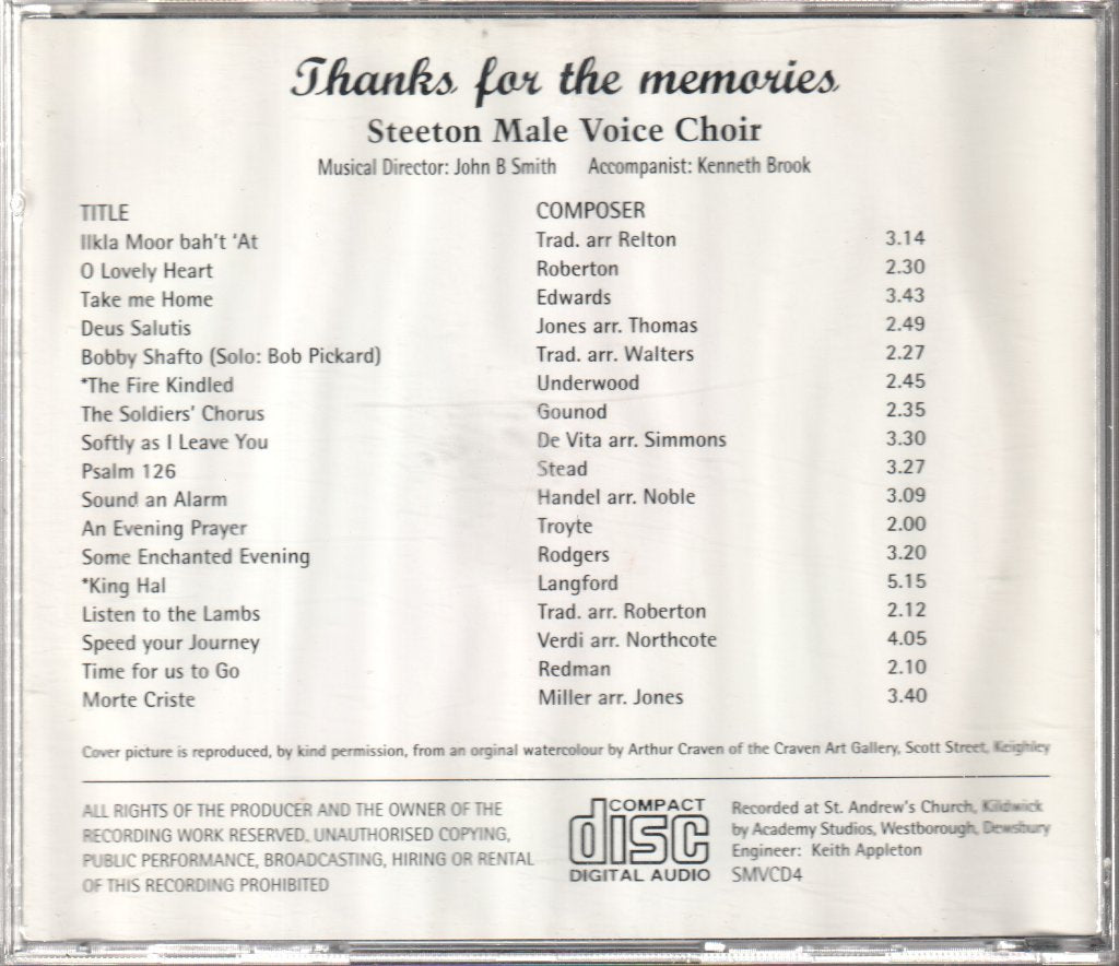 Steeton Male Voice Choir - Thanks For The Memories - Cd