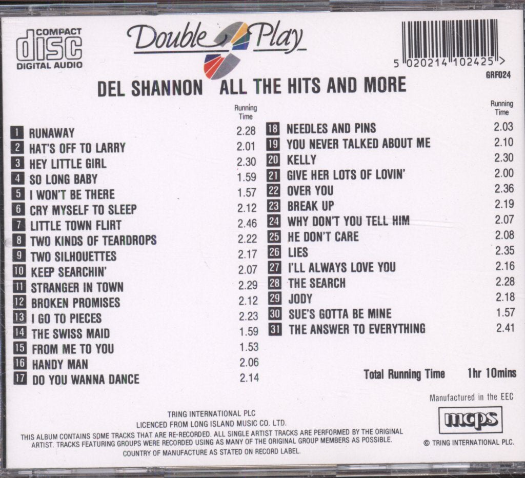Del Shannon - All The Hits And More - Cd