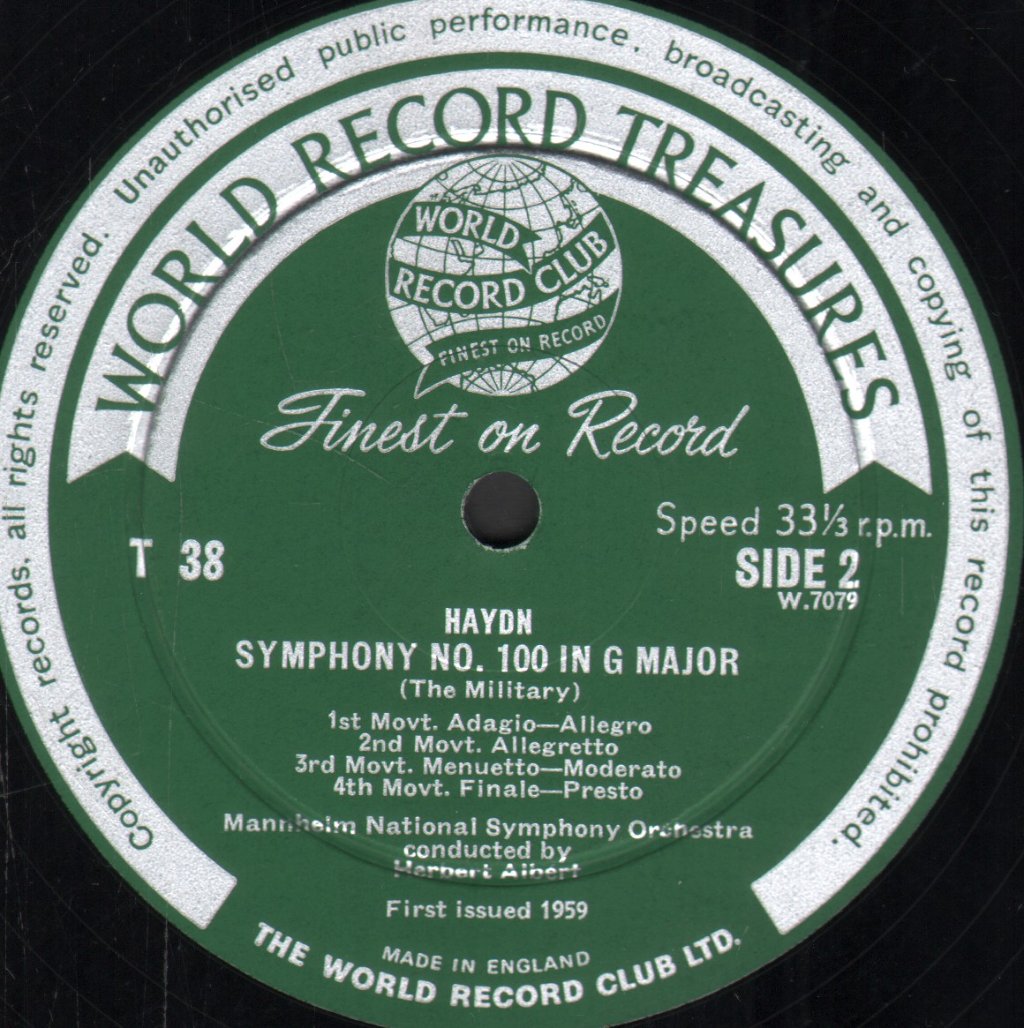 Mannheim National Symphony Orchestra / Herbert Albert - Haydn - Symphony No. 94 (The Surprise) Symphony No. 100 (The Military) - Lp