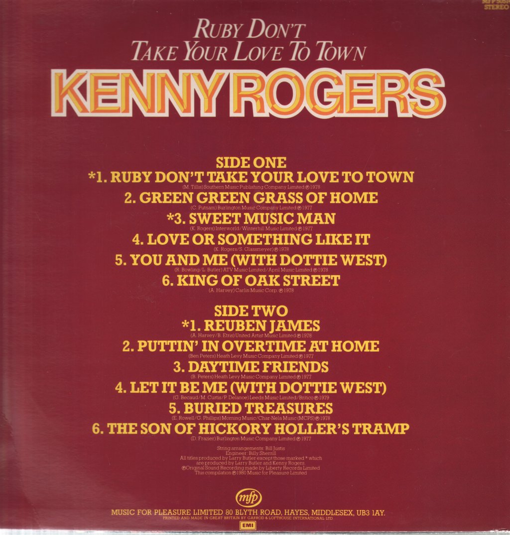 Kenny Rogers - Ruby Don't Take Your Love To Town - Lp