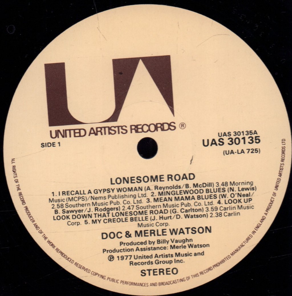 Doc & Merle Watson - Lonesome Road - Lp
