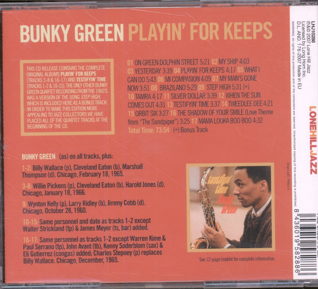 Bunky Green - Playin' For Keeps - Cd