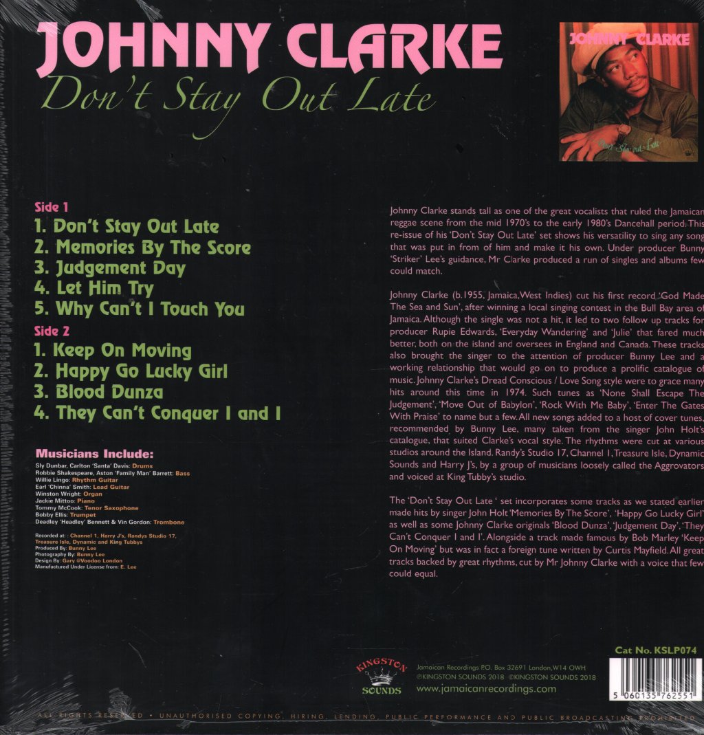 Johnny Clarke - Don't Stay Out Late - Lp