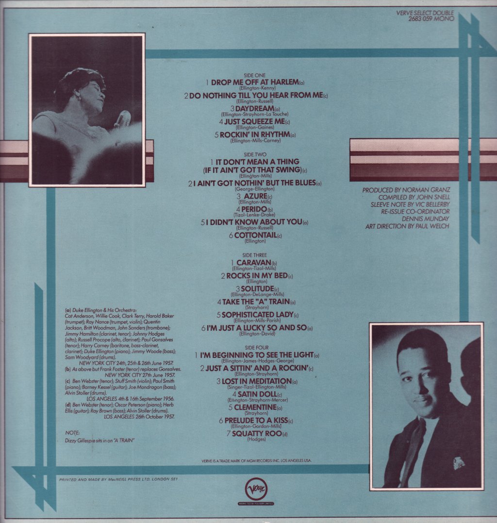 Ella Fitzgerald - Sings The Duke Ellington Sonbook Volume One - Double Lp