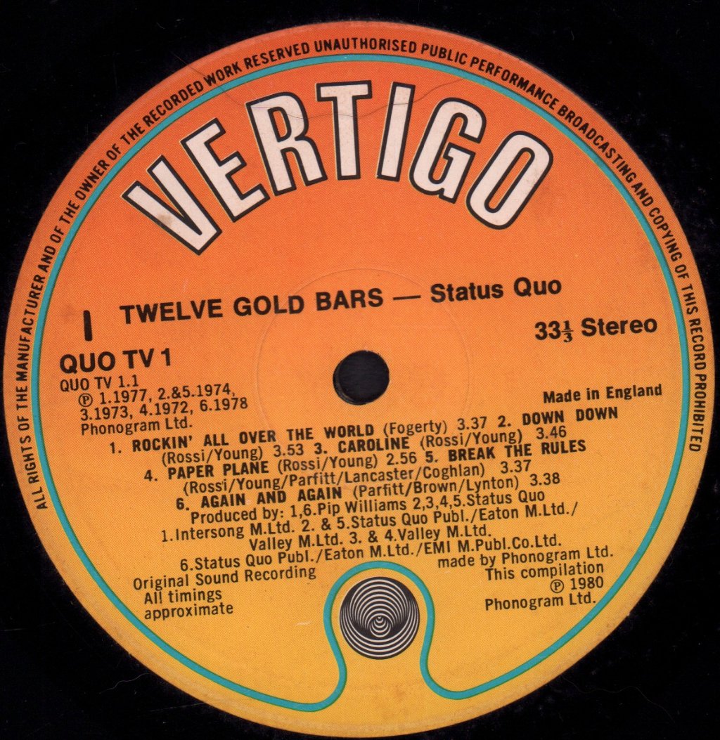 Status Quo - 12 Gold Bars Volume 1+1 - Double Lp