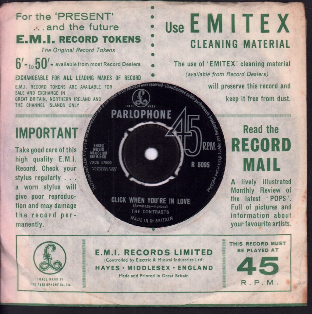 Contrasts (60'S Beat) - I Can't Get You Out Of My Mind - 7 Inch