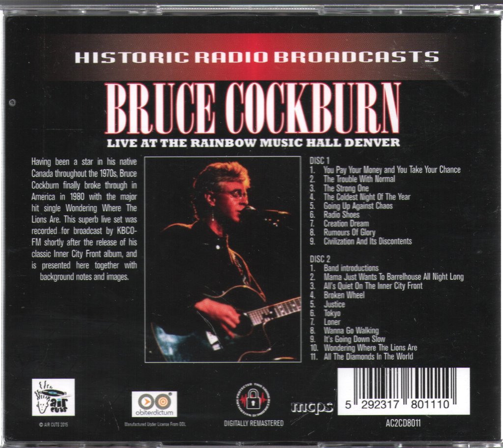 Bruce Cockburn - Live At The Rainbow Music Hall Denver - Double Cd
