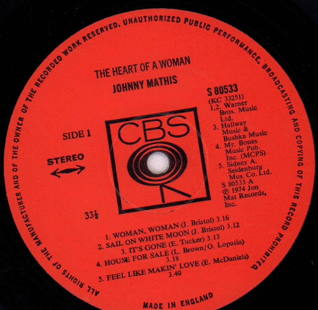 Johnny Mathis - Heart Of A Woman - Lp