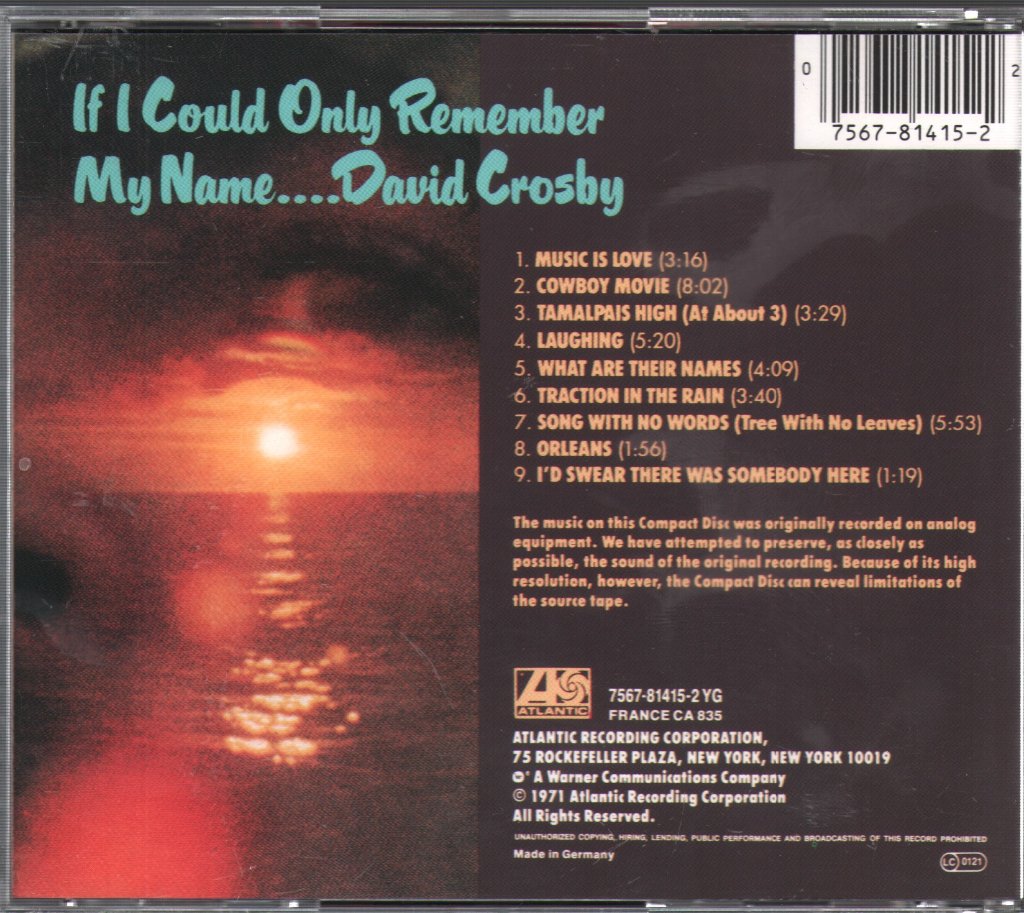 David Crosby - If I Could Only Remember My Name.... - Cd