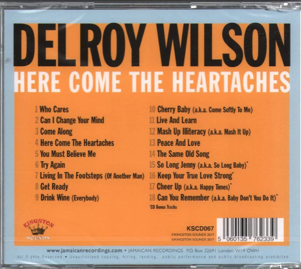 Delroy Wilson - Here Come The Heartaches - Cd