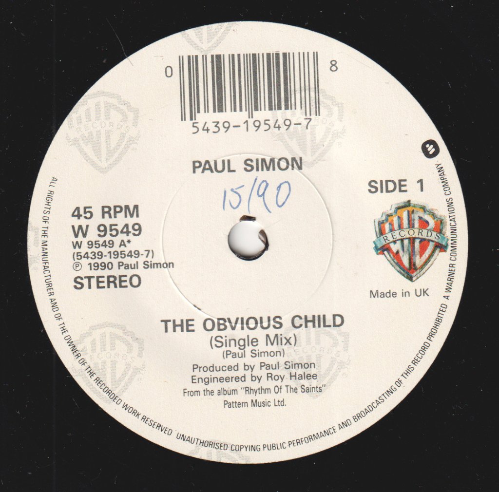 Paul Simon - Obvious Child - 7 Inch