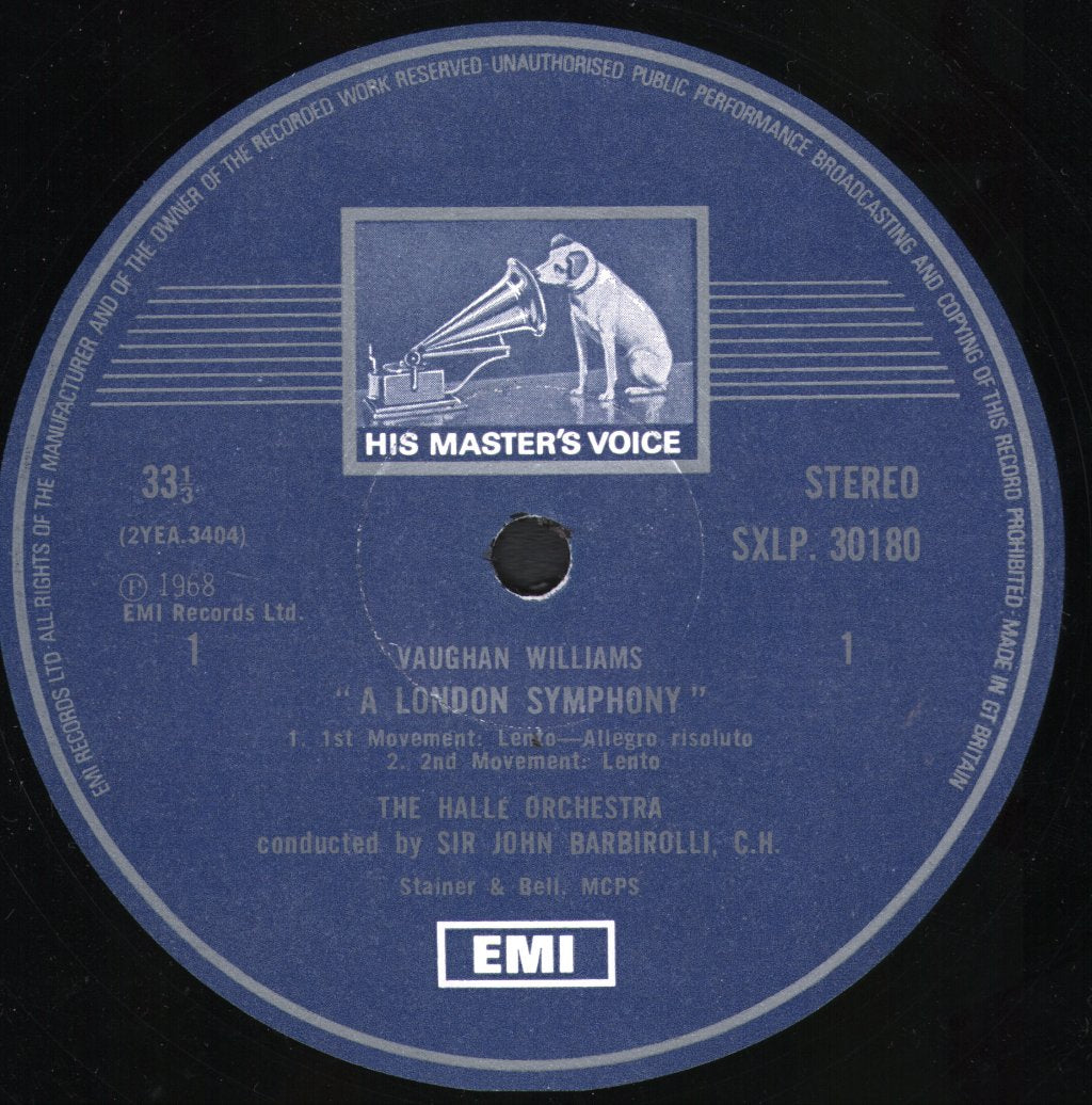 Sir John Barbirolli / Halle Orchestra - Vaughan Williams - A London Symphony - Lp