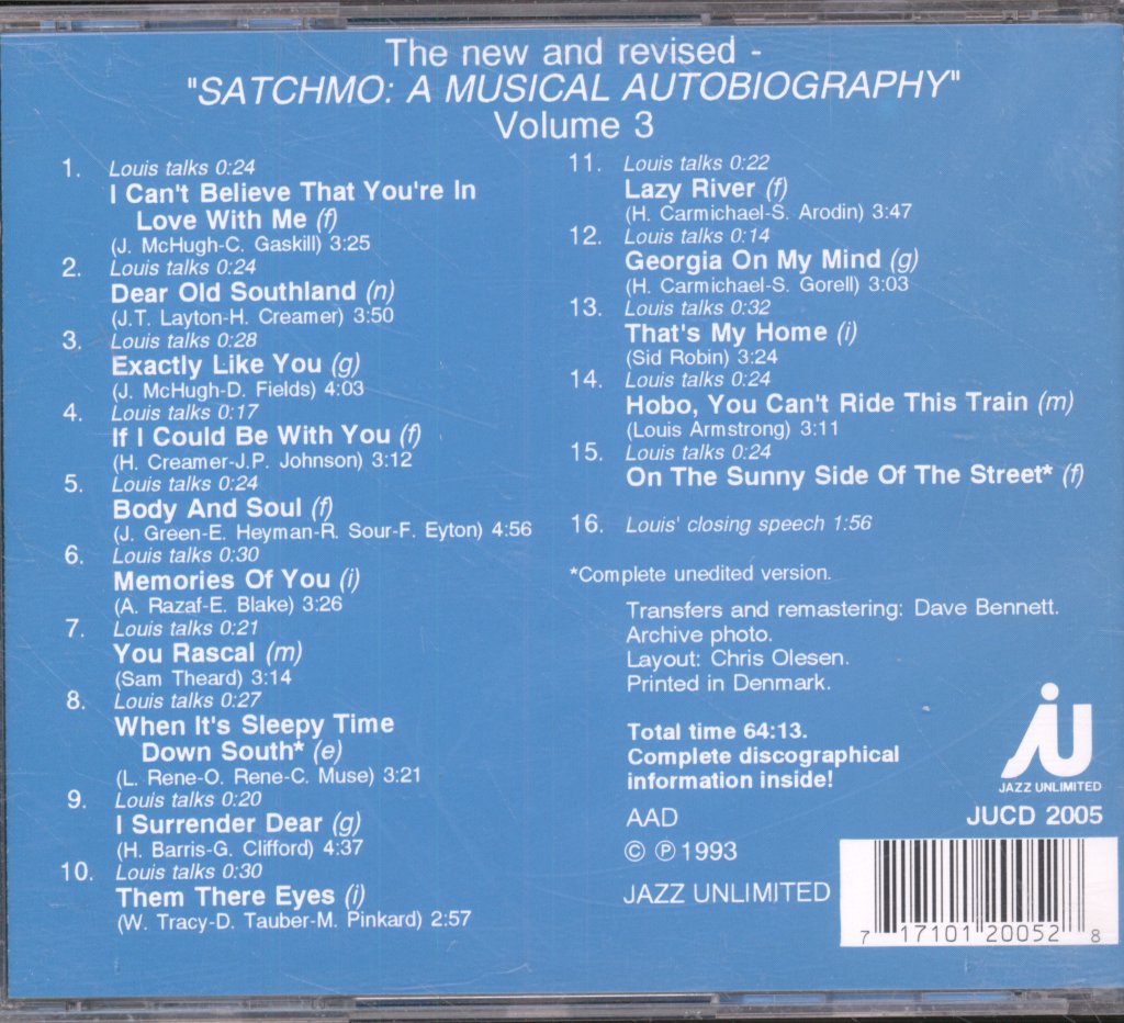 Louis Armstrong - New And Revised - "Satchmo: A Musical Autobiography" Volume 3 - Cd