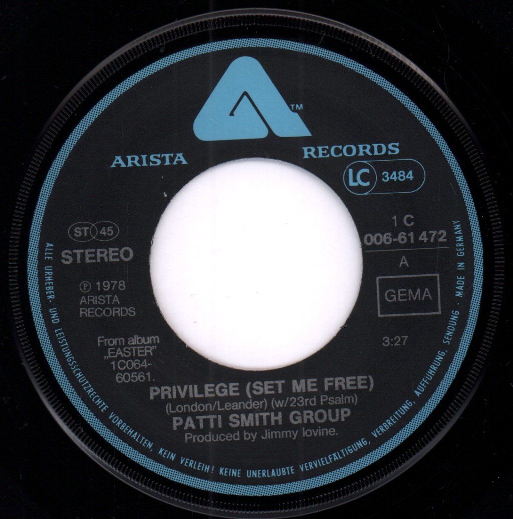 Patti Smith Group - Privilege - 7 Inch