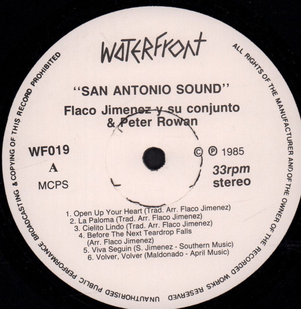 Flaco Jimenez Y Su Conjunto And Peter Rowan - San Antonio Sound - Lp
