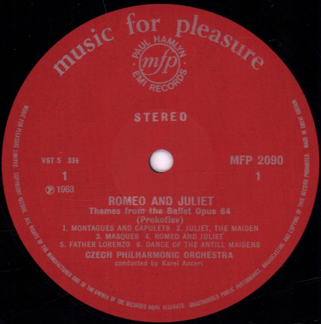Karel Ancerl / Czech Philharmonic Orchestra - Prokofiev Romeo And Juliet - Lp
