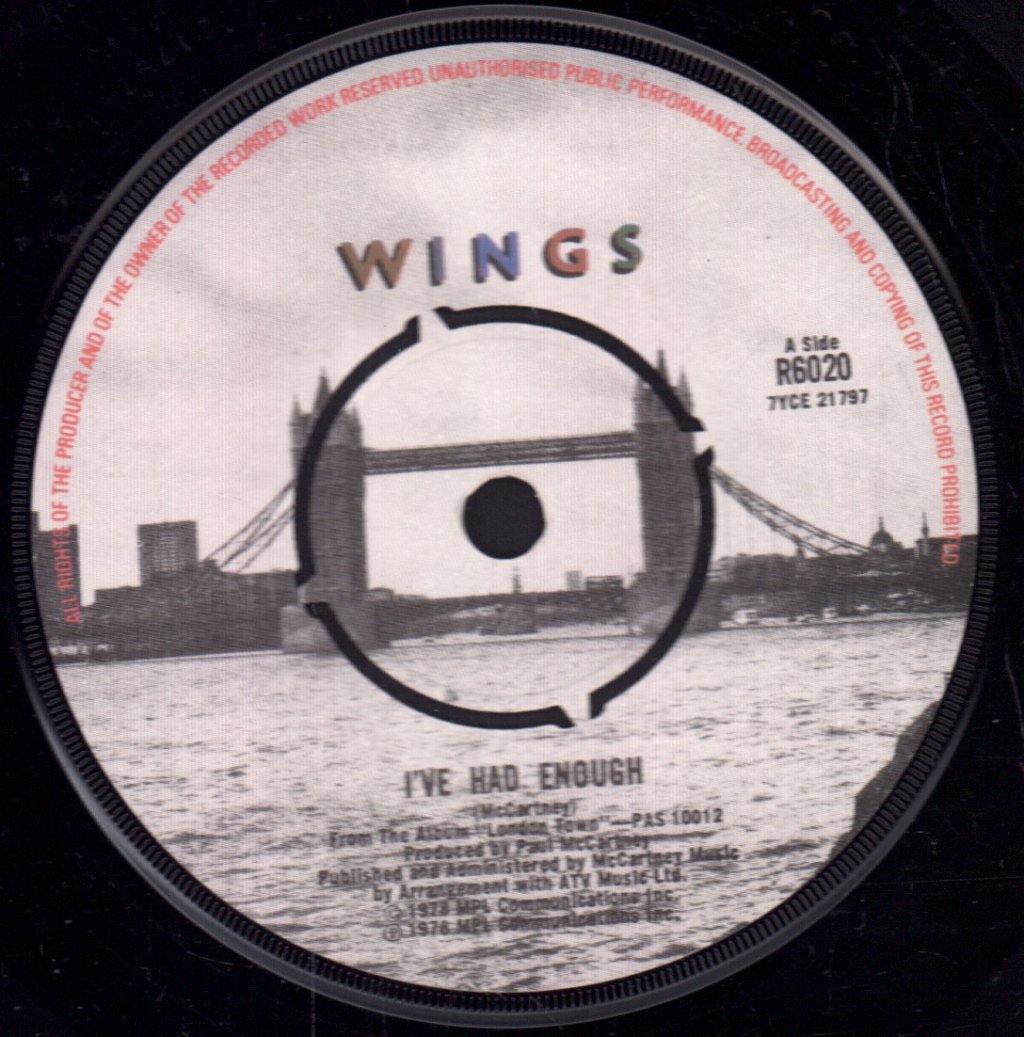Wings (Paul McCartney's Group) - I've Had Enough - 7 Inch
